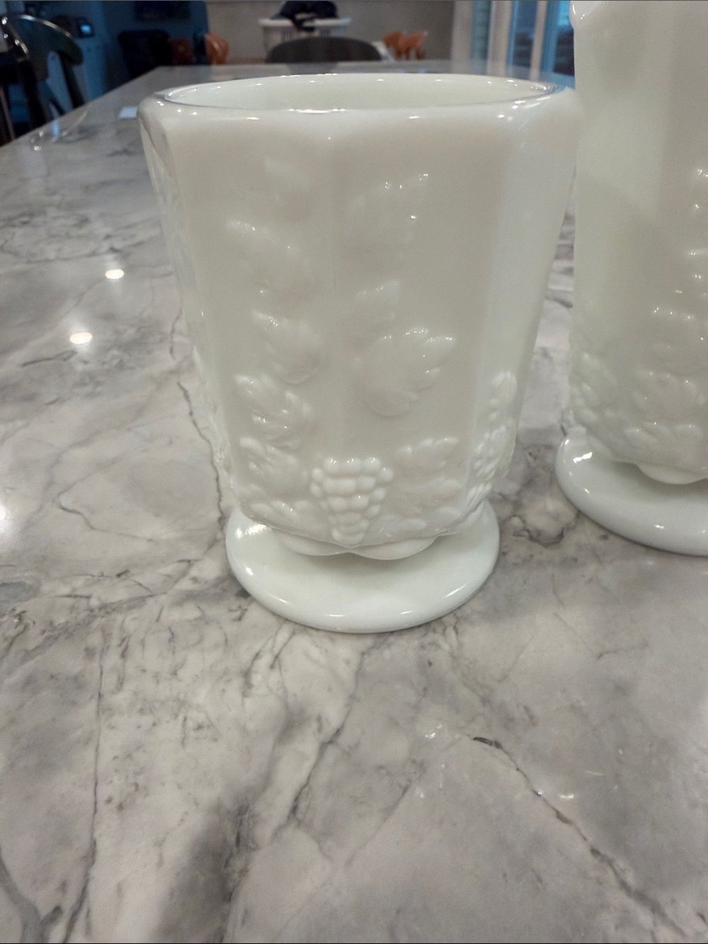 Vintage Westmoreland Milk Glass Paneled Grape Creamer & Tumbler – Matching Set - Picture 6 of 7